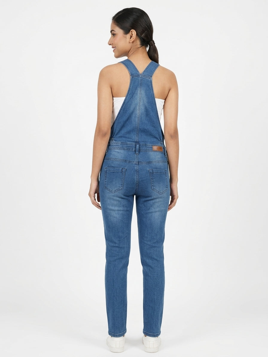 Casual Blue Denim Jumpsuit