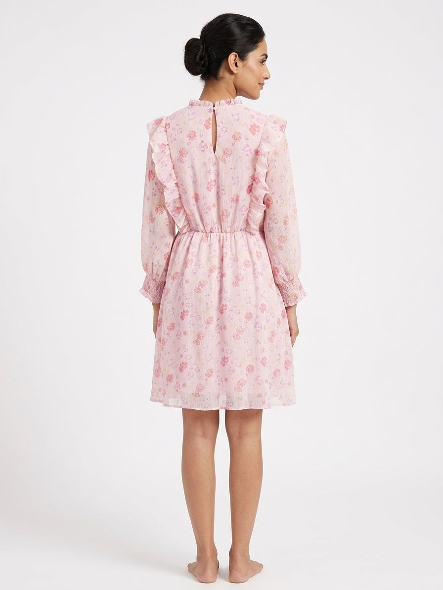Rio. Floral Ruffle Neck Blouse