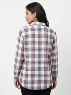 HENNY Women's Pink and Blue Plaid Flannel Shirt, XL