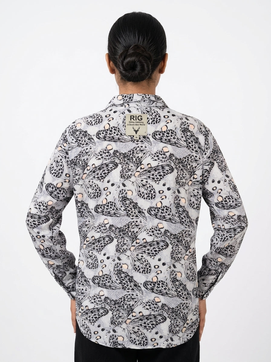 RIG Utility Clothing Black & White Abstract Print Shirt