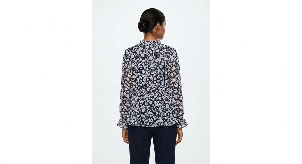 Mango Casual Leopard Print Ruffled Blouse