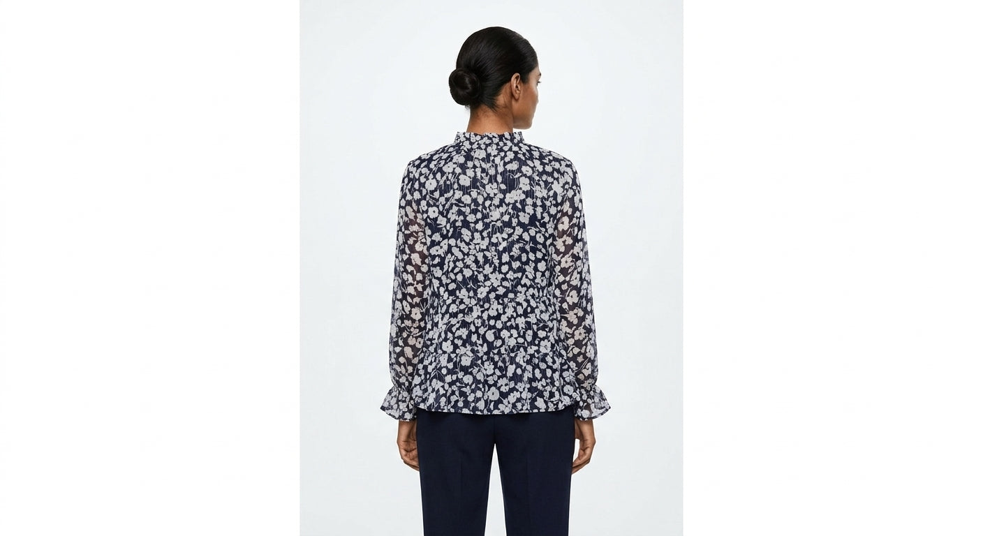 Mango Casual Leopard Print Ruffled Blouse