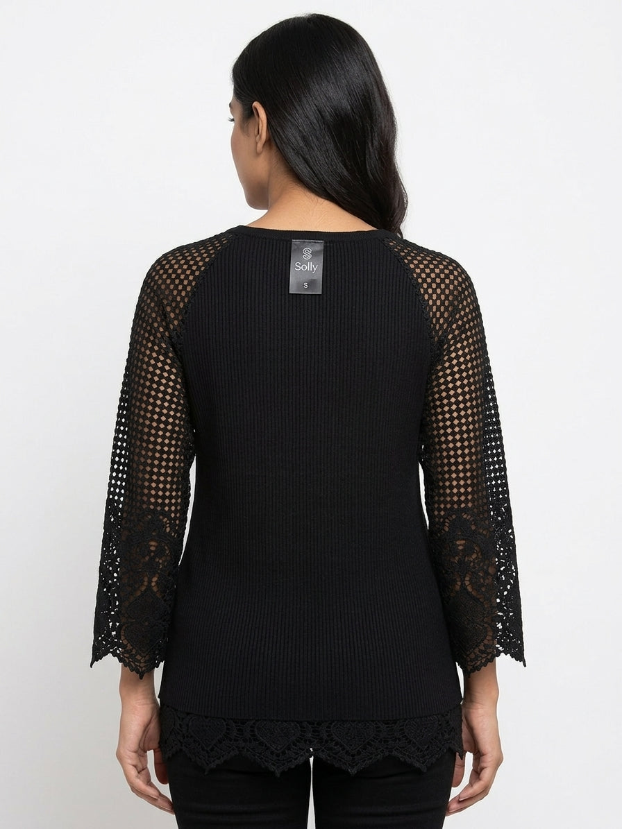 Solly Ribbed Dark Top - Size S