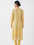 Women's Yellow Embroidered Viscose Kurti