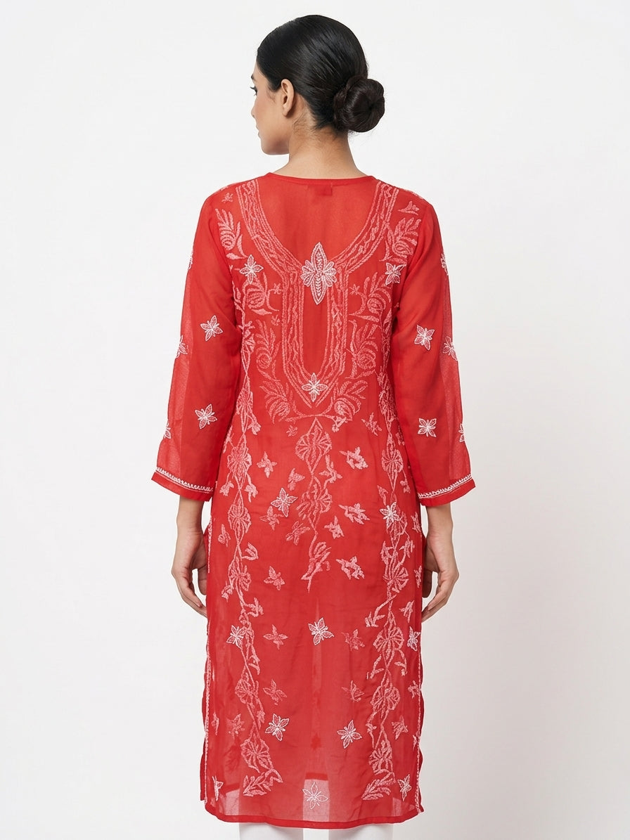 Kurti Casual Red Viscose