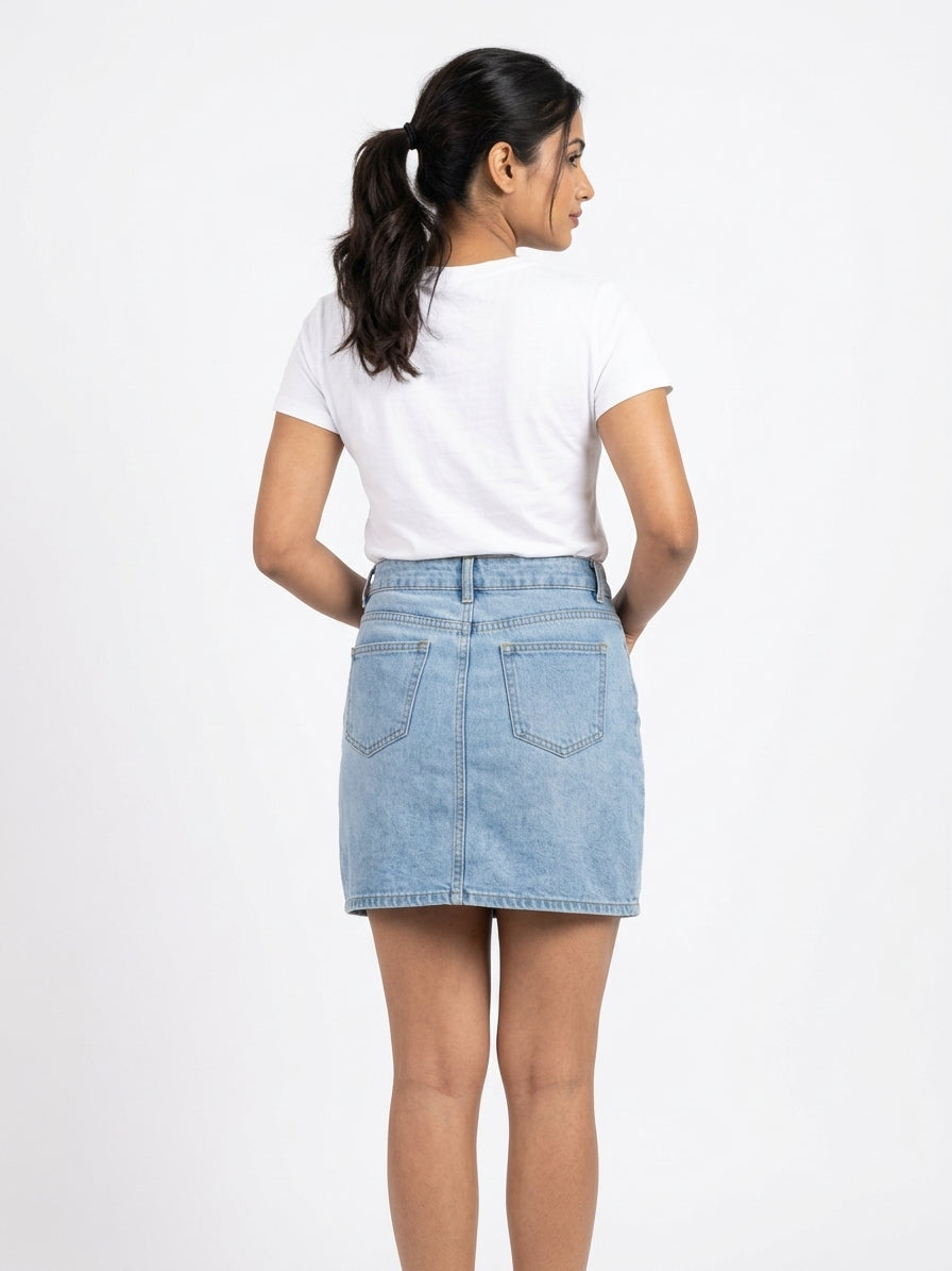 Women's Light Blue Denim Mini Skirt