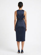 Elegant Navy Sleeveless Midi Dress