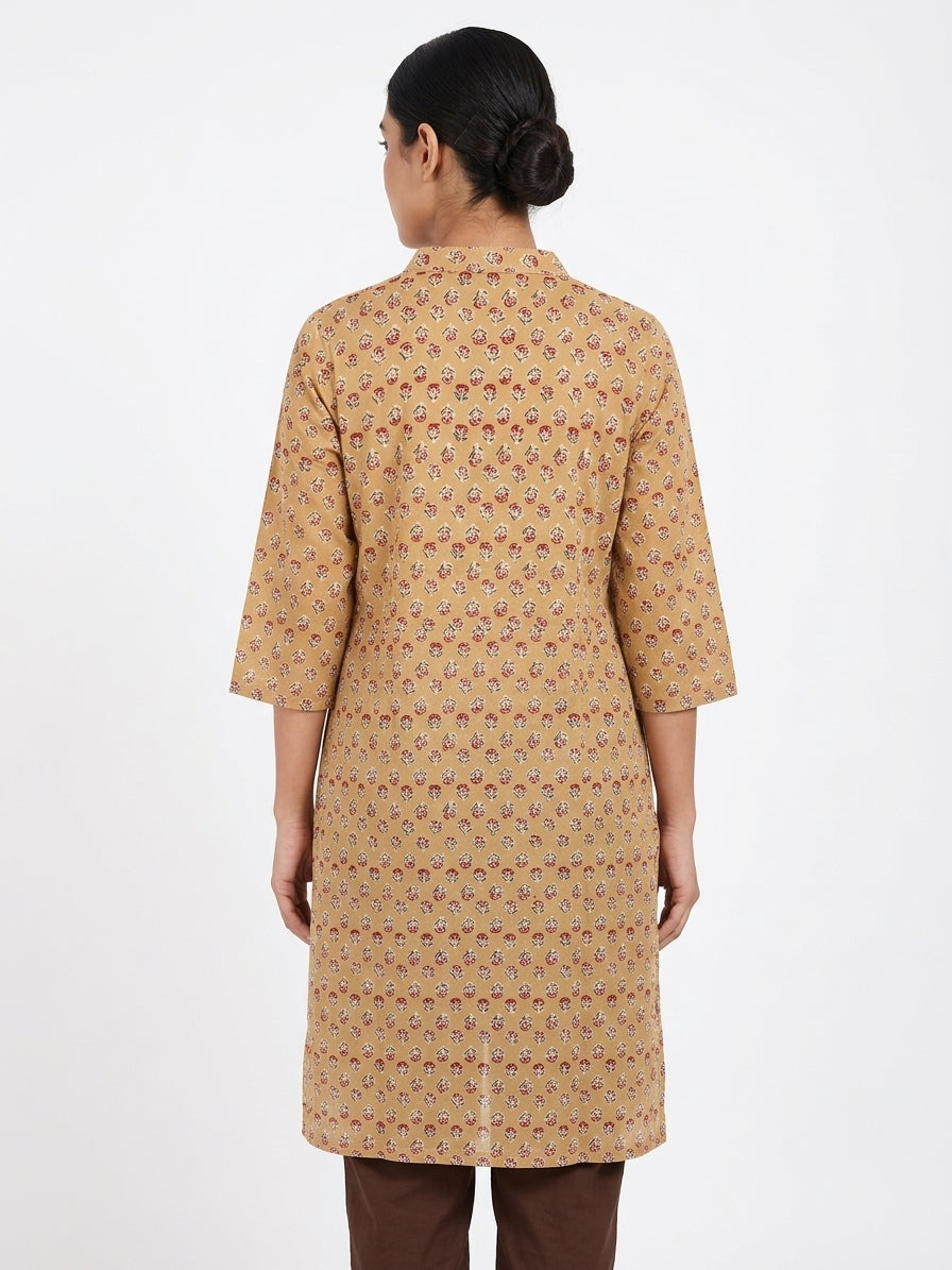 Tan Printed Casual Kurti