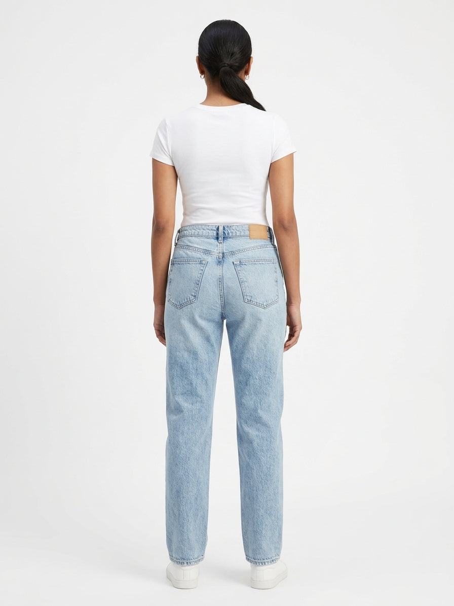 Light Blue Washed Relaxed Fit Denim Jeans