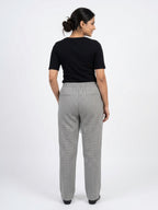 Grey Checkered Elastic Waist Trousers