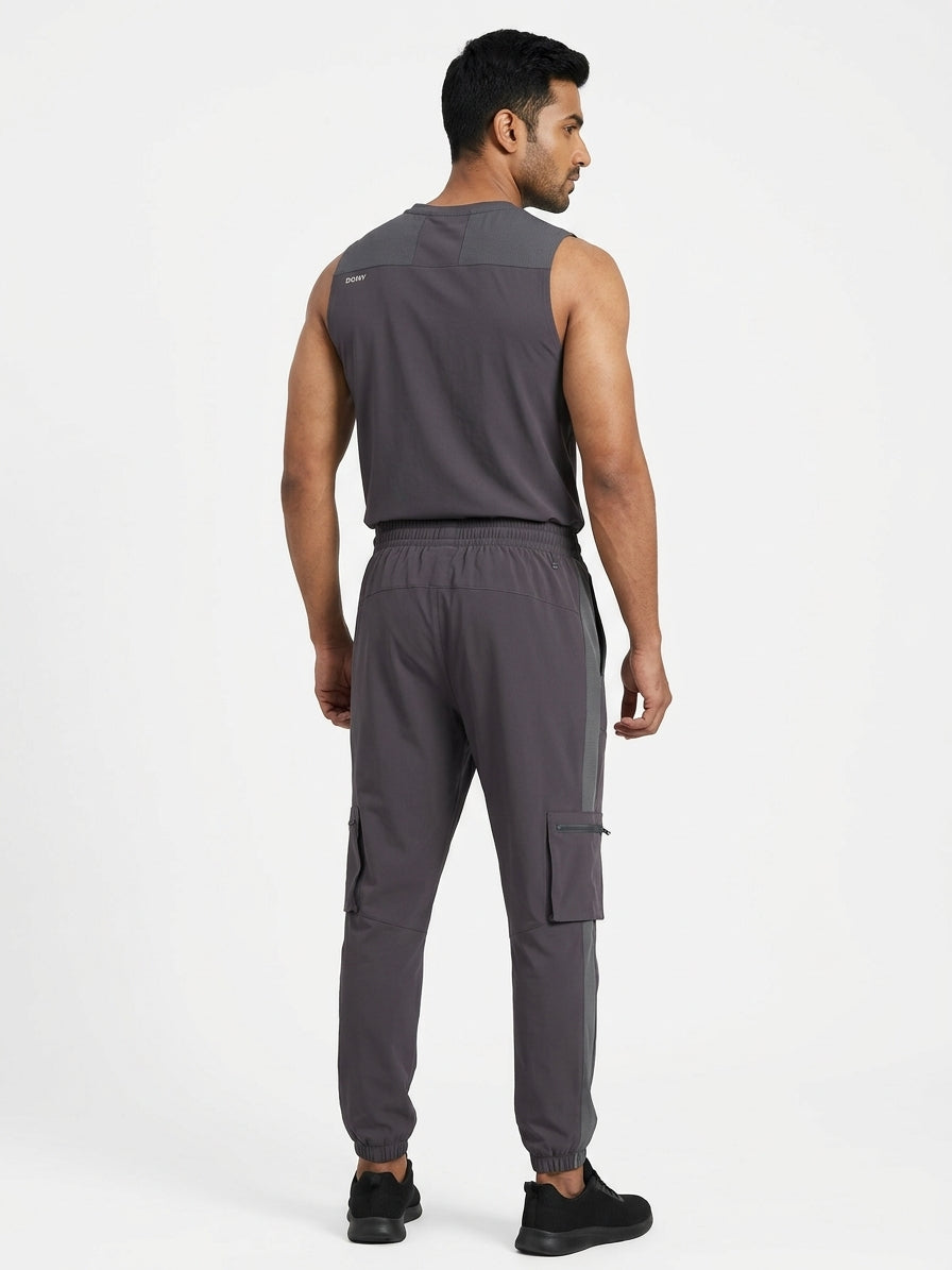 Charcoal Sporty Track Pants with Elastic Waist