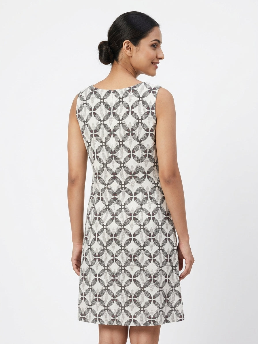 Bombay Paisley Dress Casual White Cotton