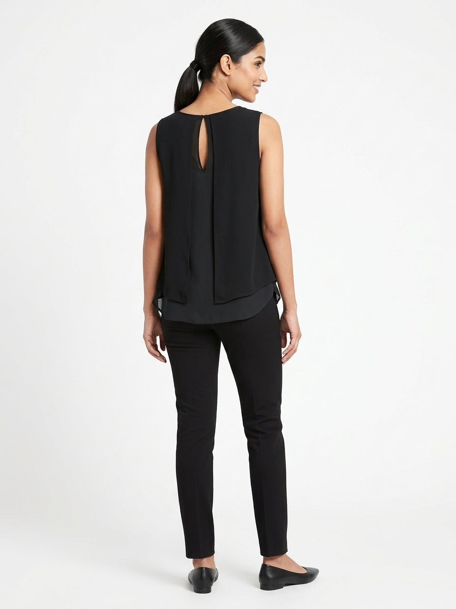 Zara Basic Black Sleeveless Ruffled Top