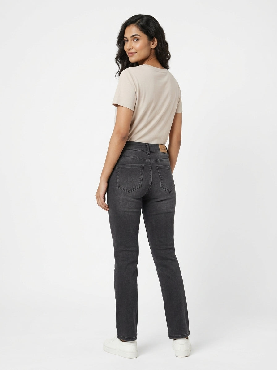 Women's Charcoal Regular Fit Denim Jeans
