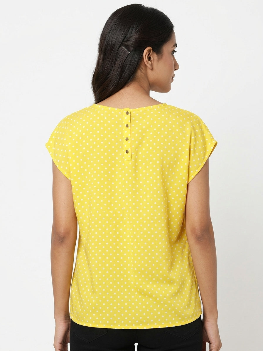 Yellow Polka Dot Casual Top