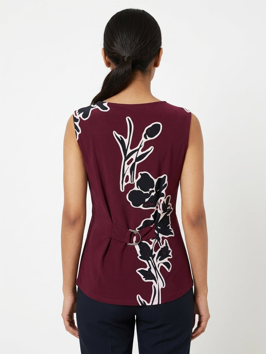 Wardrobe Top Casual Burgundy Polyester & Viscose