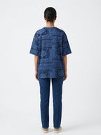 Navy Blue Bandana Print Relaxed Fit T-Shirt