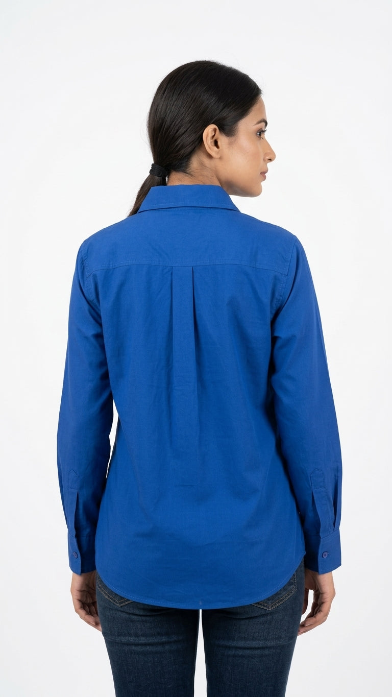 T-Shirt Casual Blue Cotton