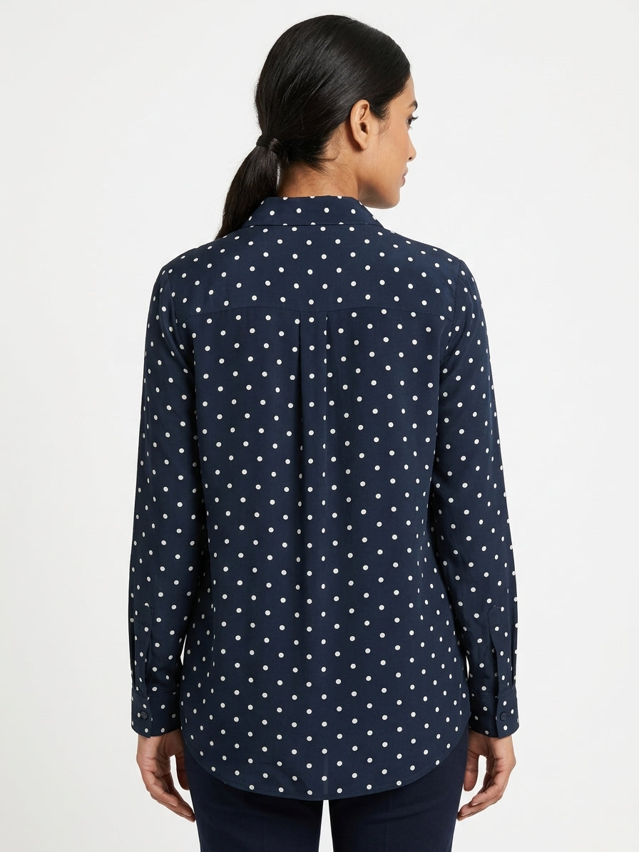 Navy Polka Dot Casual Shirt
