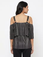 Women's Charcoal Pleated Layered Camisole Top