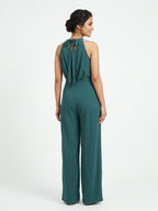 Women's Teal Halter Neck Jumpsuit