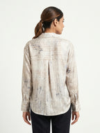 Cream Printed Casual Full Sleeve Shirt