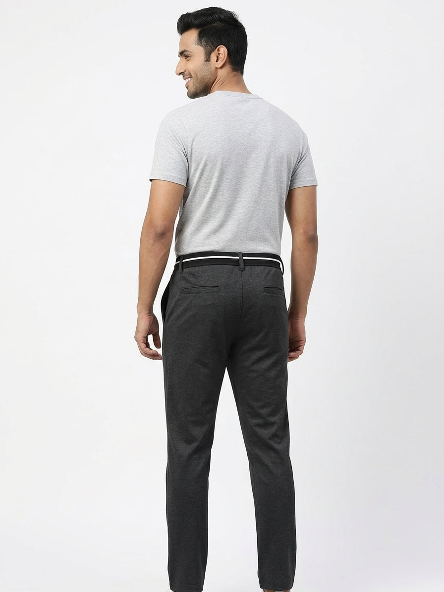 Men's Charcoal Sporty Track Pants with Drawstring