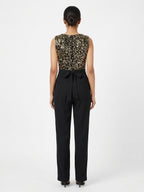 Black & Gold Sequin Embellished Sleeveless Jumpsuit
