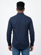 Navy Blue Polka Dot Casual Shirt