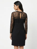 Elegant Black Lace Sleeve Dress