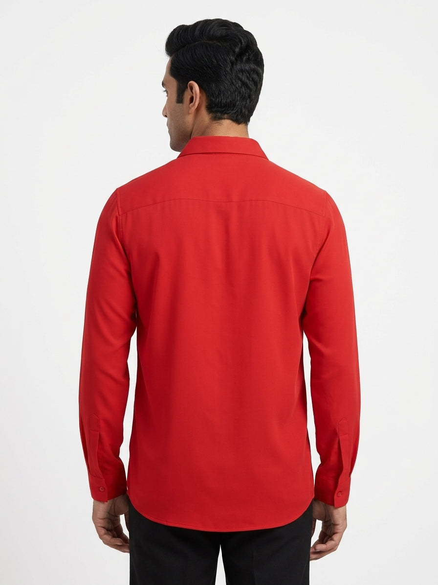 Red Solid Casual Shirt