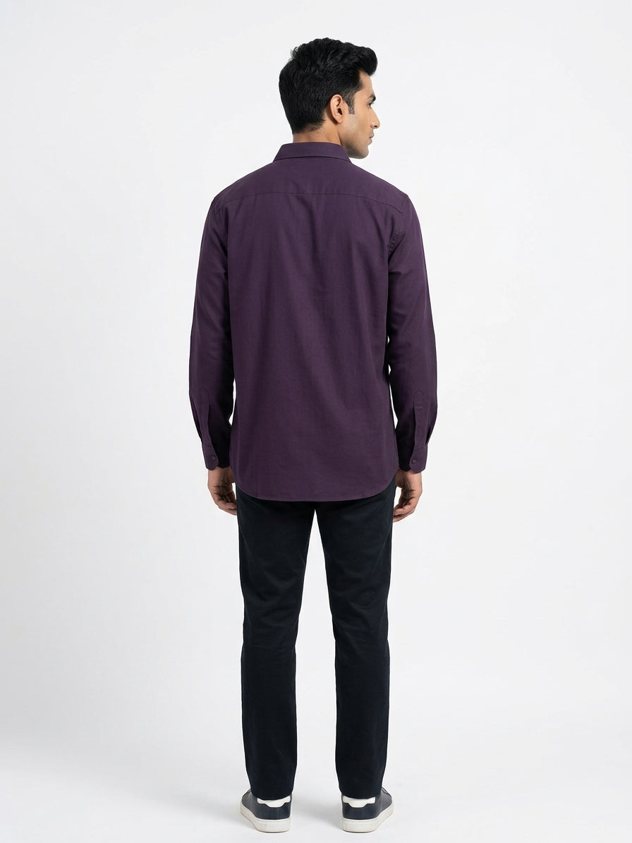 Purple Long Sleeve Casual Button-Up Shirt