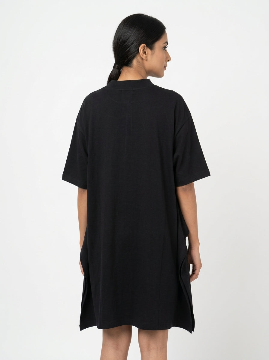 Black Oversized Casual Tunic Dress