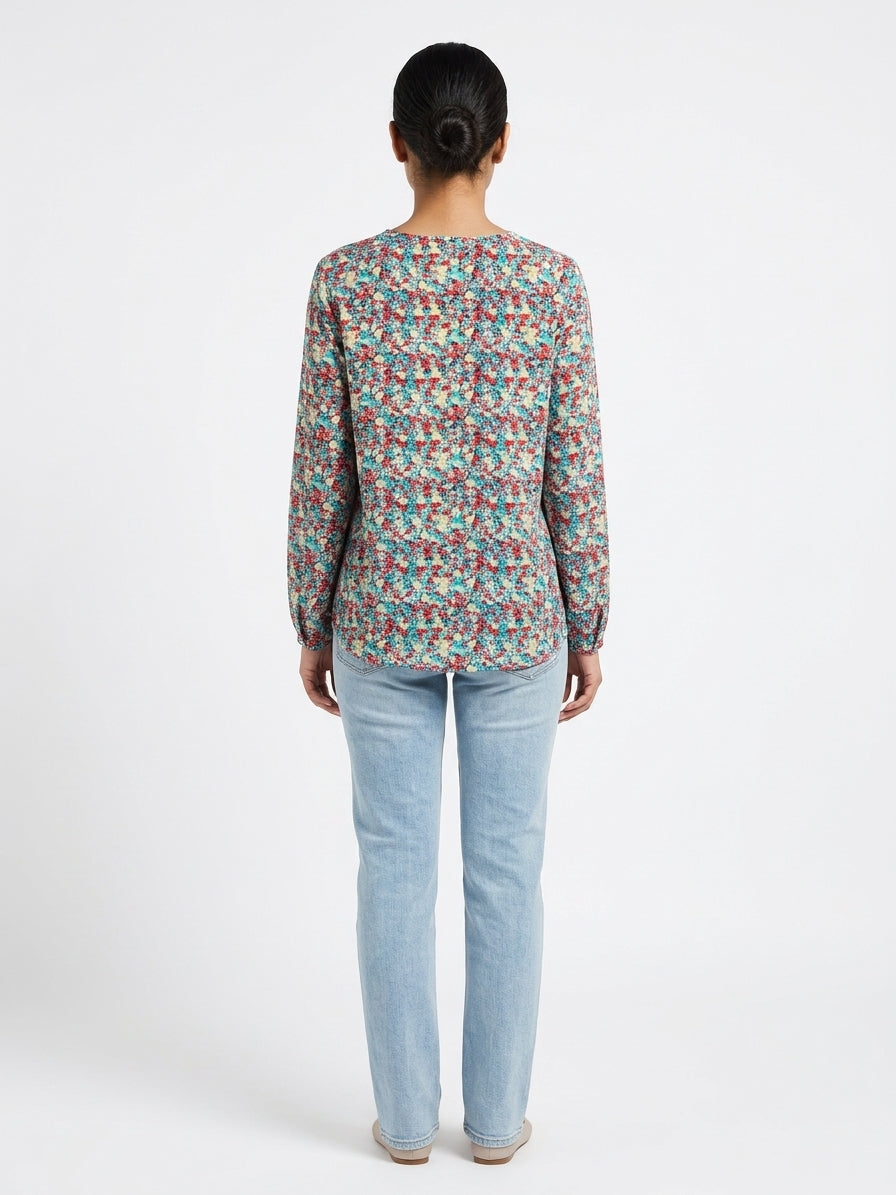 HARPA Women's Colorful Floral Abstract Print Blouse Top
