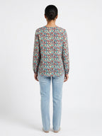 HARPA Women's Colorful Floral Abstract Print Blouse Top