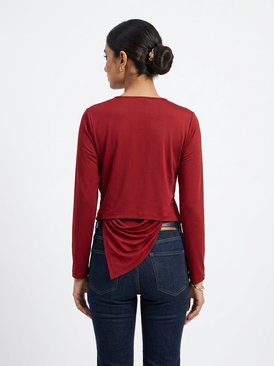 New Me Top Casual Red Polyester