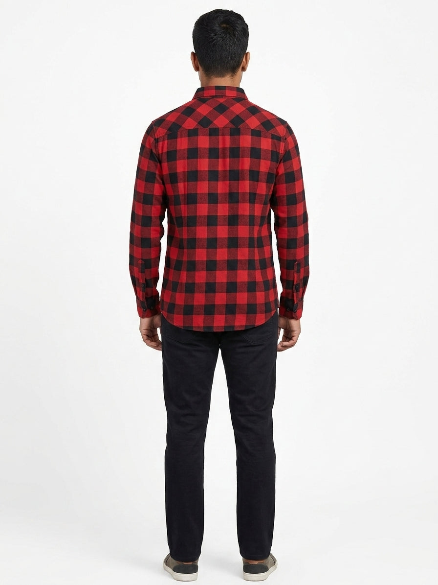 Red & Black Plaid Casual Shirt