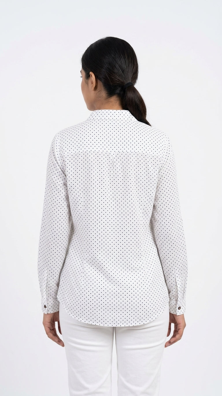 White Polka Dot Casual Shirt