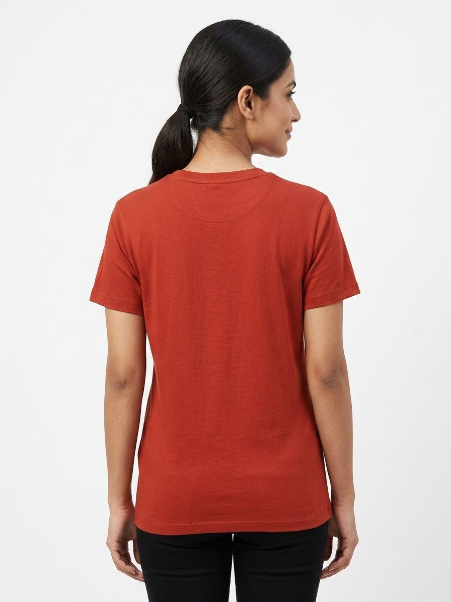 Solid Red Crew Neck Regular Fit T-Shirt