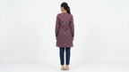 Burgundy and Blue Printed Casual Dress