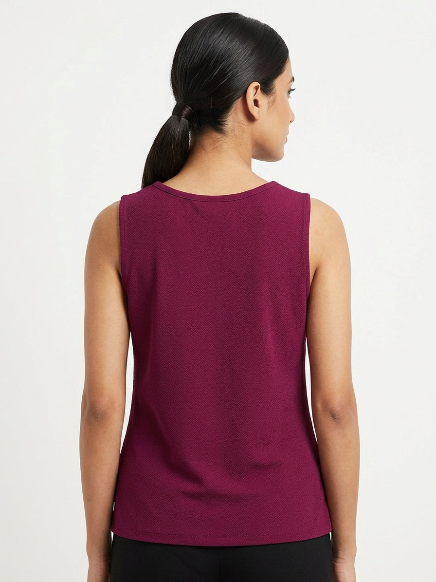 Women's Burgundy Criss-Cross Front Top