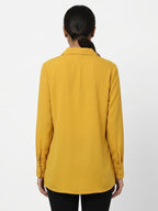 Women's Yellow Collared Long Sleeve Top