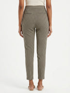 Black Houndstooth Patterned Slim Fit Trousers