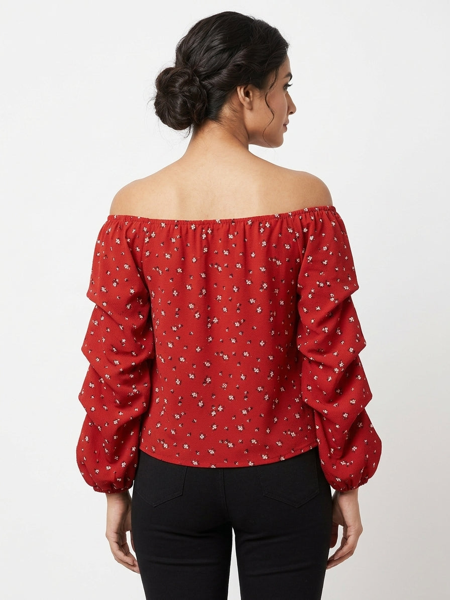 Max Top Casual Red Polyester