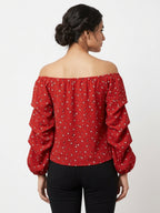 Max Top Casual Red Polyester