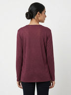 Burgundy Open Front Long Sleeve Shrug