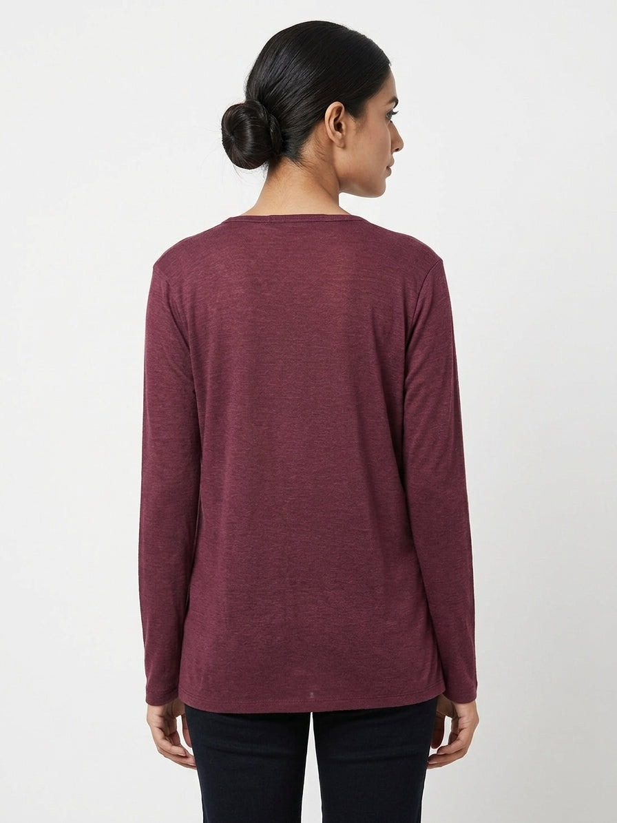 Burgundy Open Front Long Sleeve Shrug