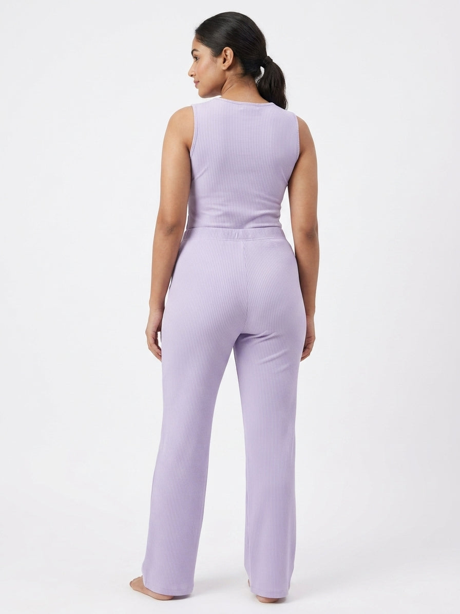 H&M Trousers Casual Lavender Viscose & Blended