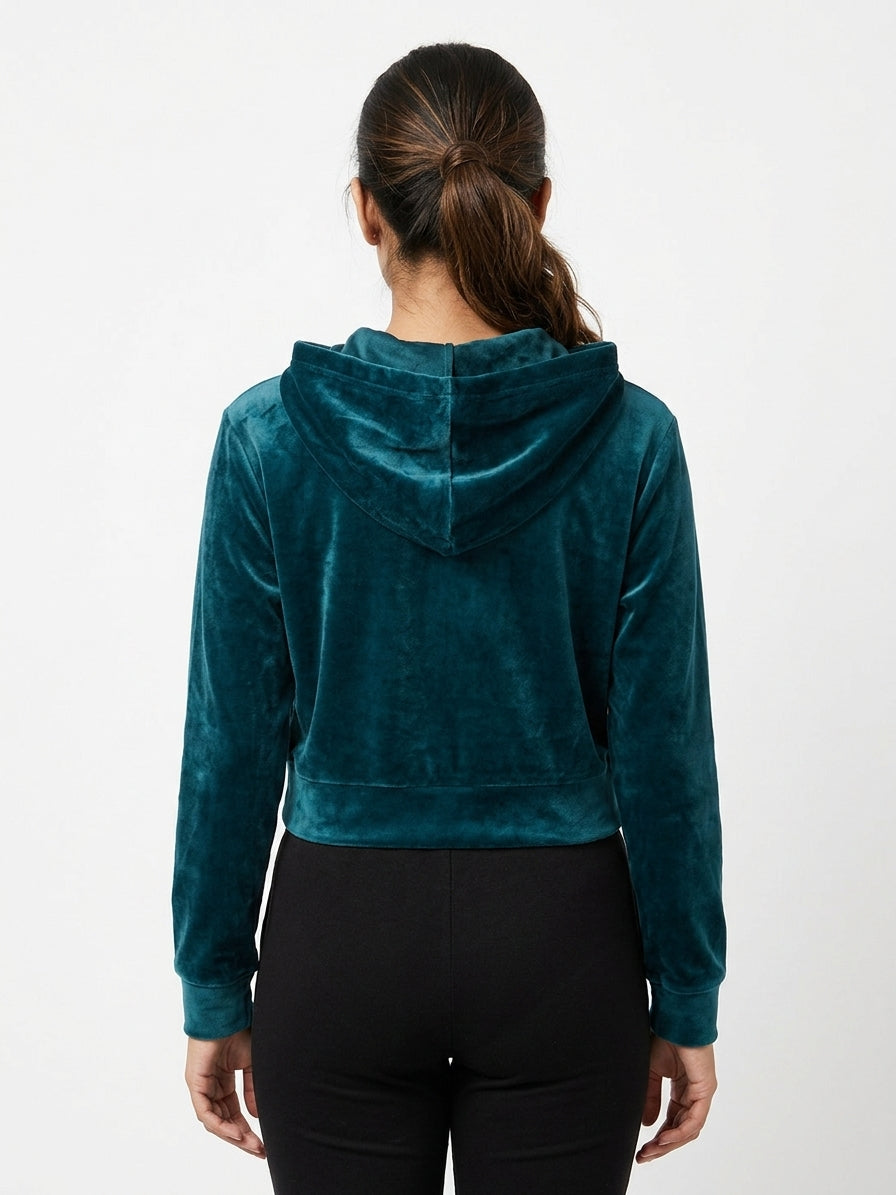 Hoodie Casual Teal Polyester