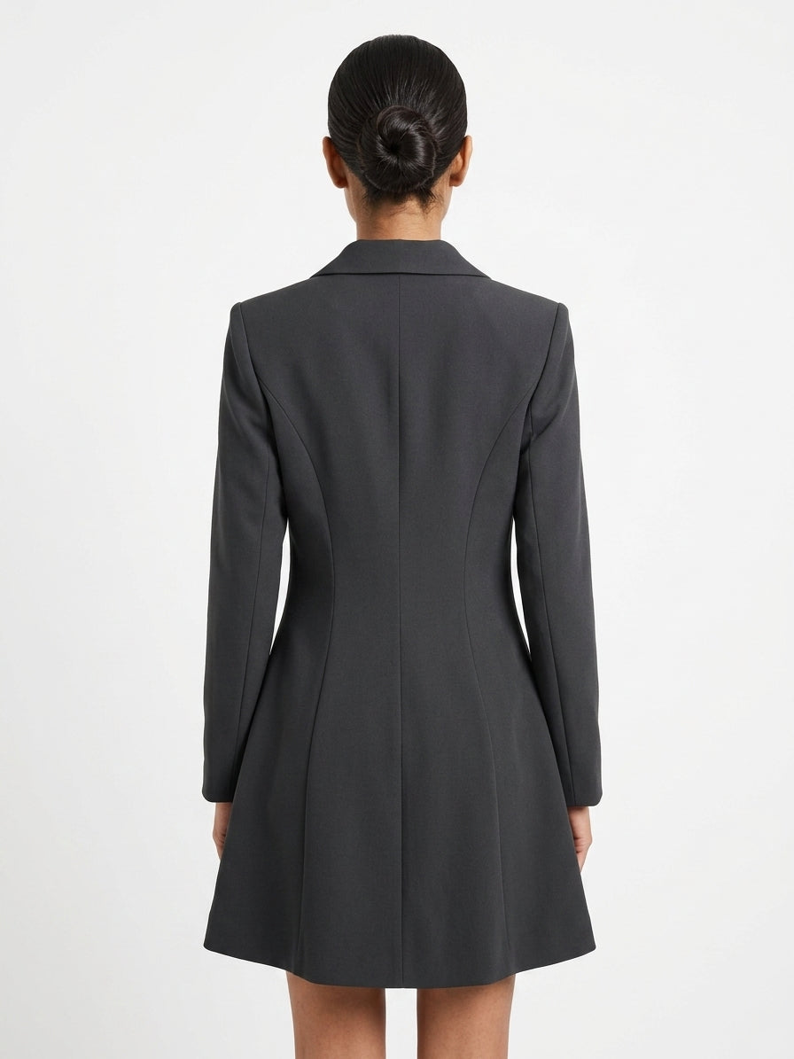Women's Charcoal Asymmetric Zipper Blazer